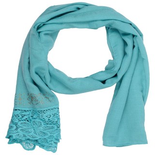 Designer Cotton Plain Women's Stole - Teal Blue